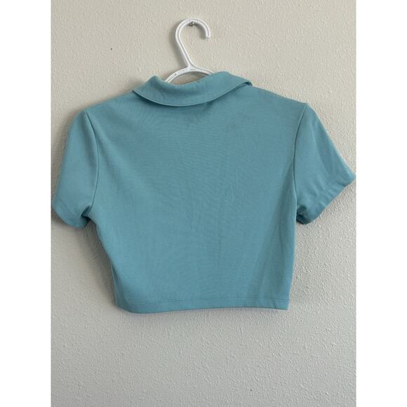 Nike Women's Jordan Cropped‎ Short Sleeve Tight Fit Polo Shirt Blue Small - Picture 2 of 7